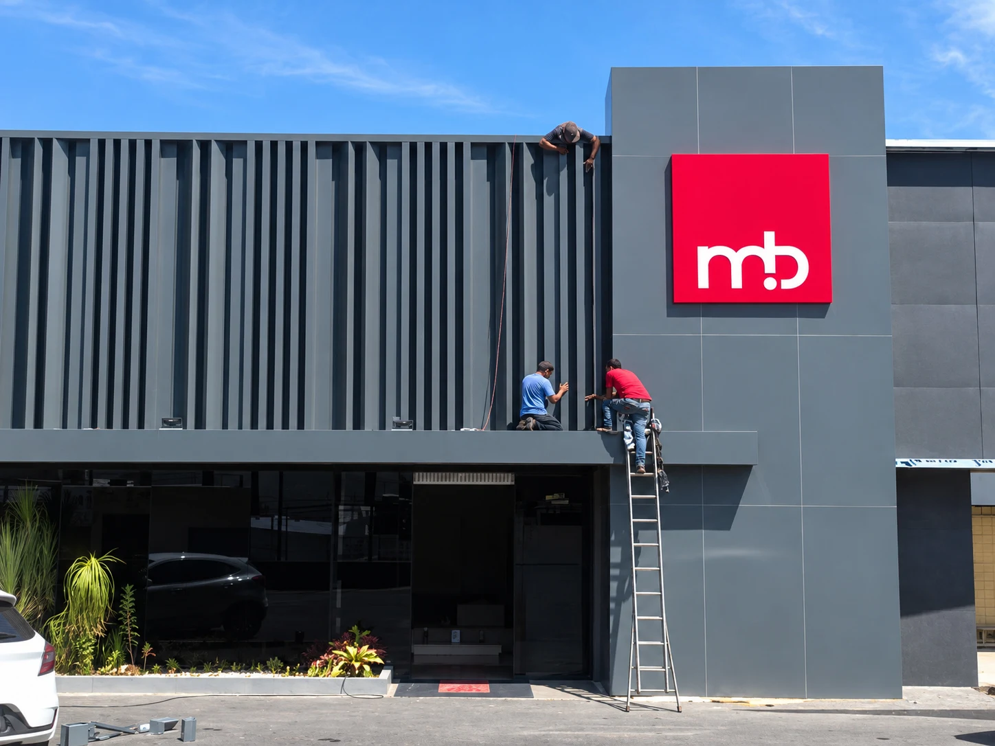 Fachada comercial em execução